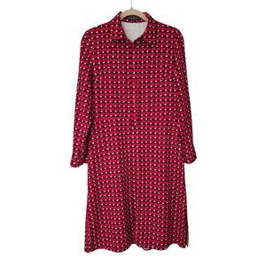 Roberto Verino Geometric Print Long Sleeve 1/2 Button Front Dress